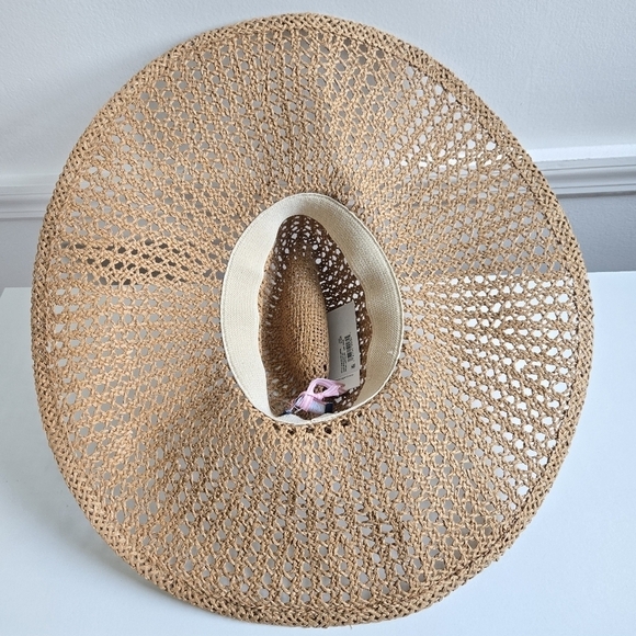 New Vineyard Vines Cane Weave Cappuccino Woven 100% Toyo Straw Sun Hat One Size main image 8